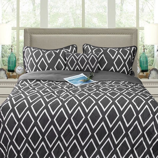 Ramesses Alena Charcoal 4 Pcs Ultrasonic Comforter Set King