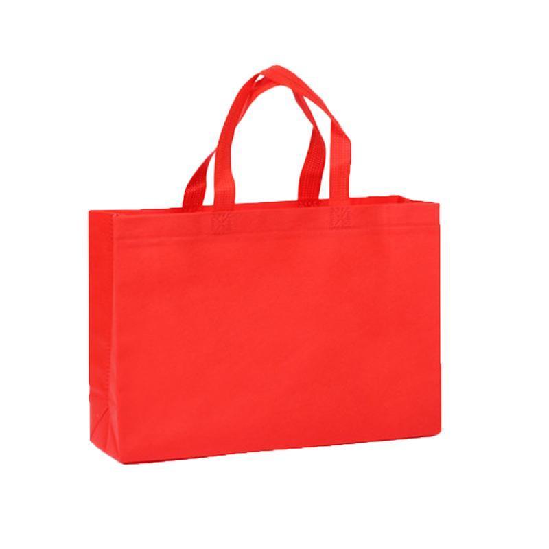 100PCS Reusable Non Woven Shopping Bags Eco Friendly Washable Tote Bags Red - 38X30X10CM