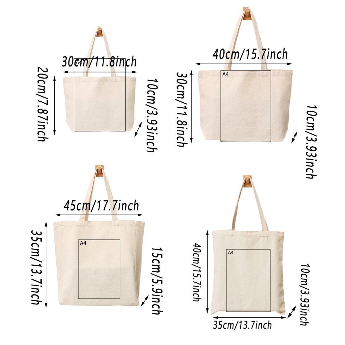 5PCS Canvas Tote Bag Cotton Blank DIY Shopping Shoulder Bags - Black 45*35*15cm