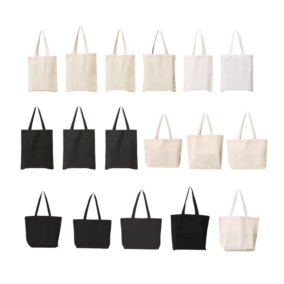 5PCS Canvas Tote Bag Cotton Blank DIY Shopping Shoulder Bags - Natural 35*40*10cm