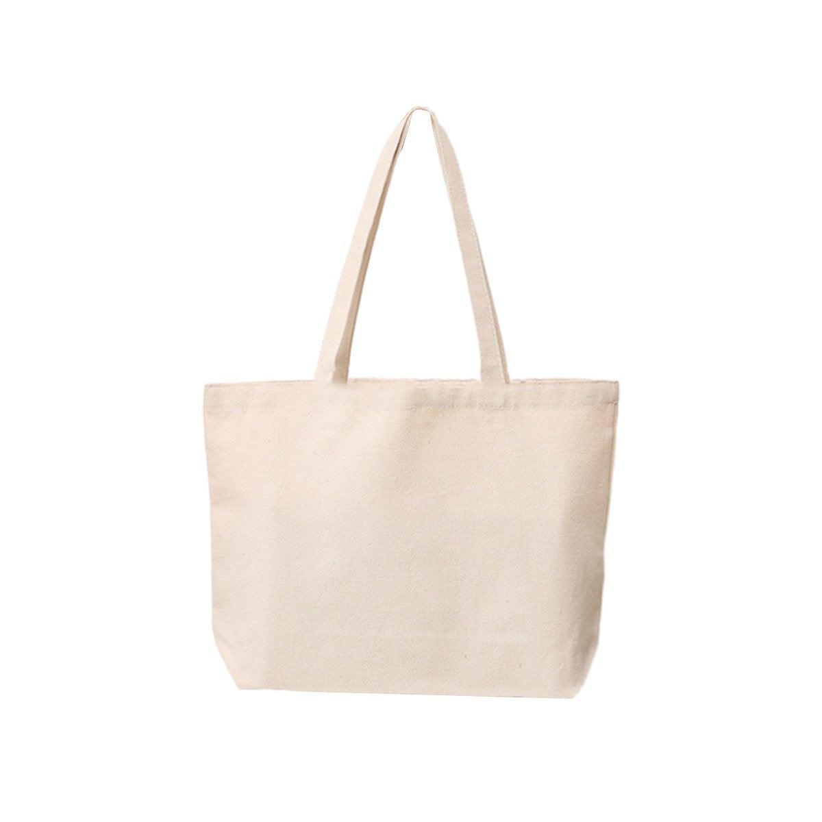 5PCS Canvas Tote Bag Cotton Blank DIY Shopping Shoulder Bags - Natural 35*40*10cm