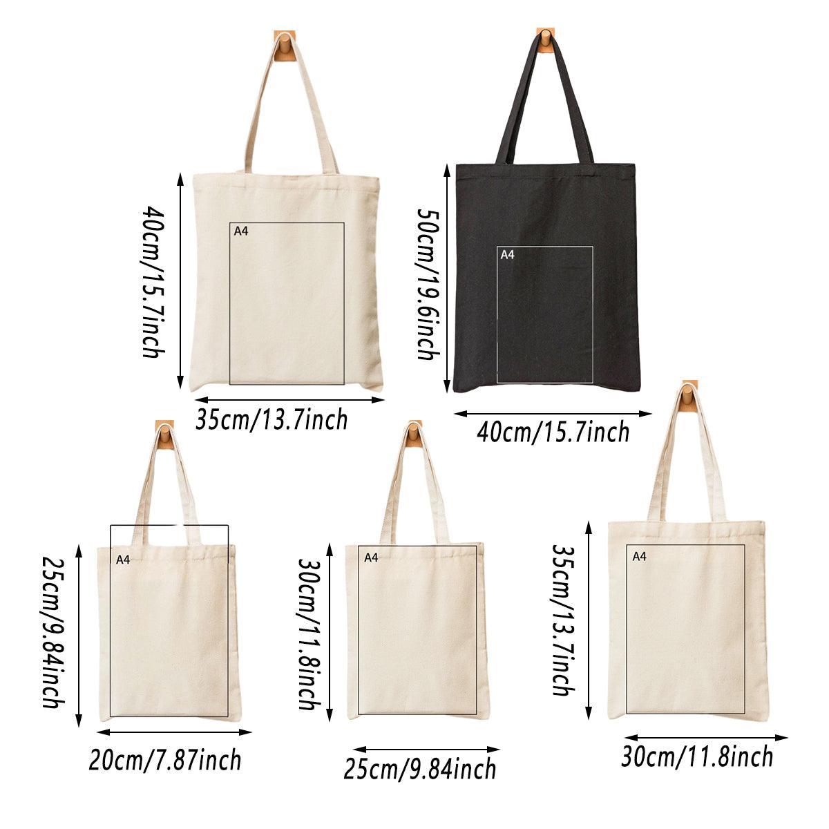 5PCS Canvas Tote Bag Cotton Blank DIY Shopping Shoulder Bags - White 35*40cm