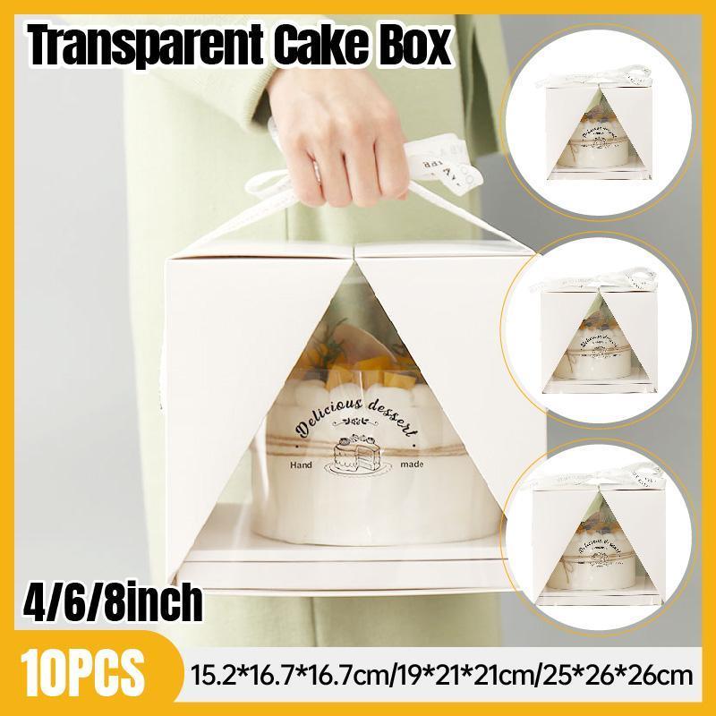 10x Clear Cake Box Set 4 6 8 Inch Durable Versatile Display Packaging Containers - 10pcs-4inch