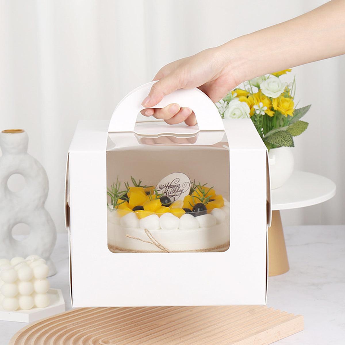 50pcs Portable Cake Boxes with Open Window for Birthday Party Cake Packaging - 4inch