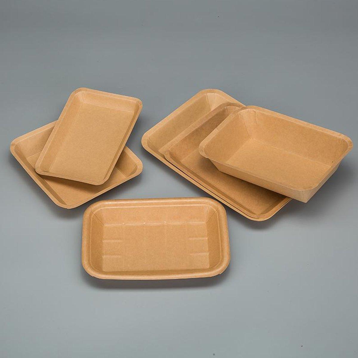 100pcs Eco-friendlyKraft Paper  Trays for Fries Snacks Greaseproof Hot Dog Trays - 6#400ml
