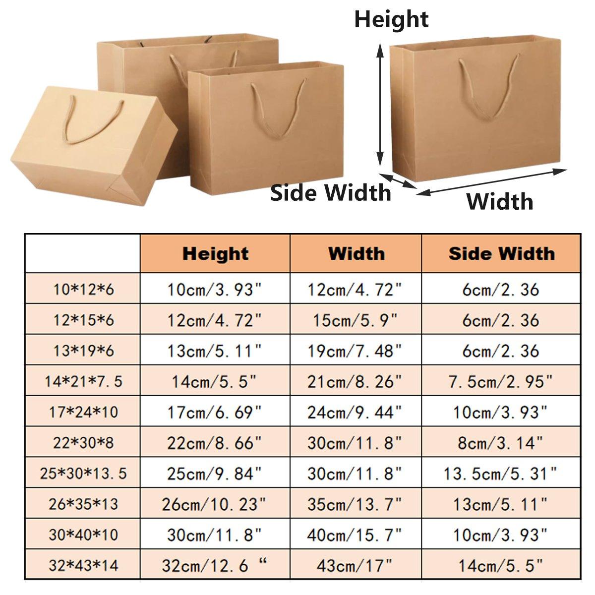 25pcs Paper Gift Bags Handbag Kraft Paper BagsParty Favors Wedding Packaging - 25x30x13.5cm