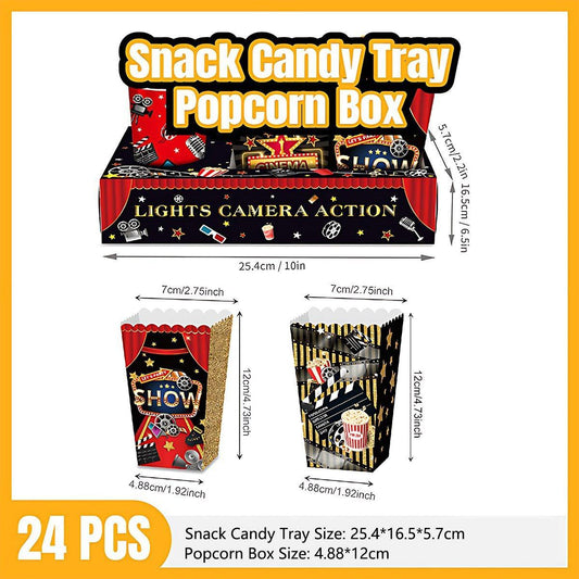 24 PCS Movie Night Snack Trays Popcorn Food Drink Holder Cinema Party Supplies - 24pcs-KY001
