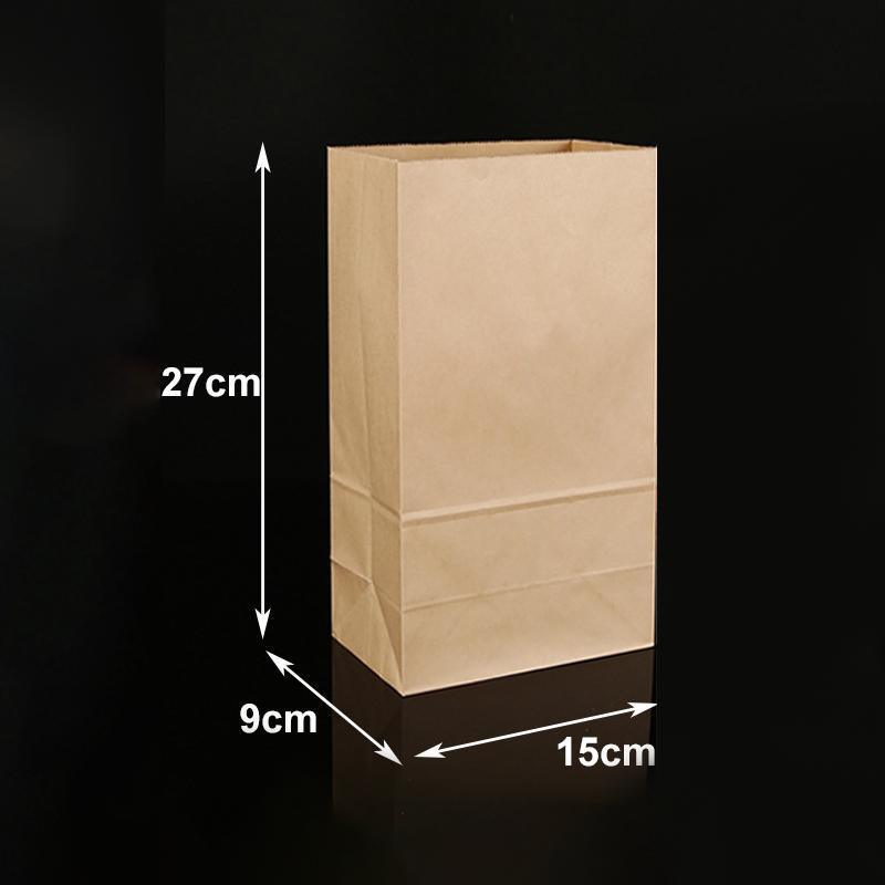 500PCS Kraft Food Paper Bags Brown Flat Bottom Lunch Bags Party Favour Bag - 500PCS-25*14*33CM