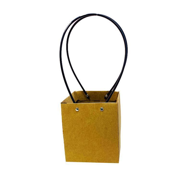 25x Kraft Paper Bag Flowers Waterproof Bouquet Basket Gift Box With Handle - 25PCS-Sq Big