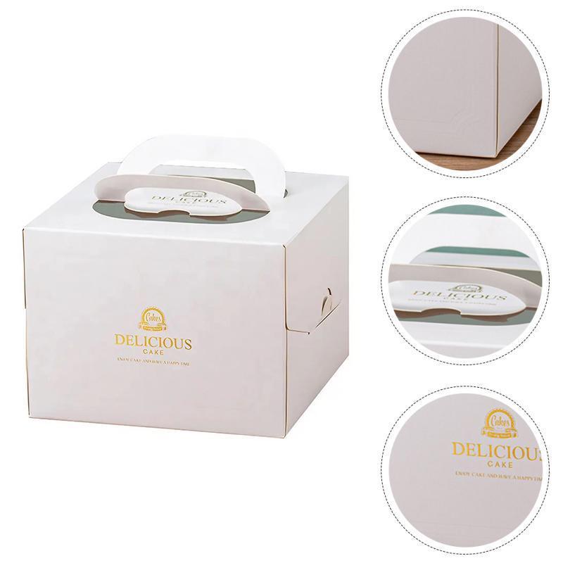 30PCS White Portable Cake Boxes Display Window Packing Case Party with Handle Birthday - 6 inch