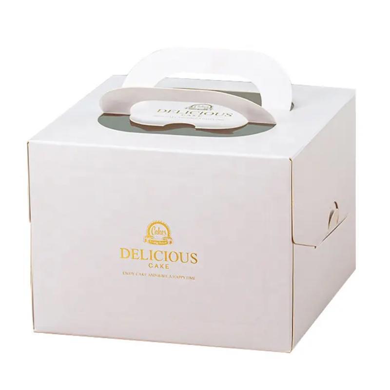30PCS White Portable Cake Boxes Display Window Packing Case Party with Handle Birthday - 6 inch