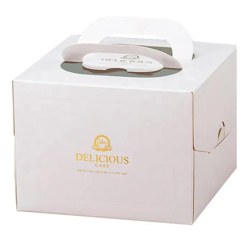 30PCS White Portable Cake Boxes Display Window Packing Case Party with Handle Birthday - 8 inch