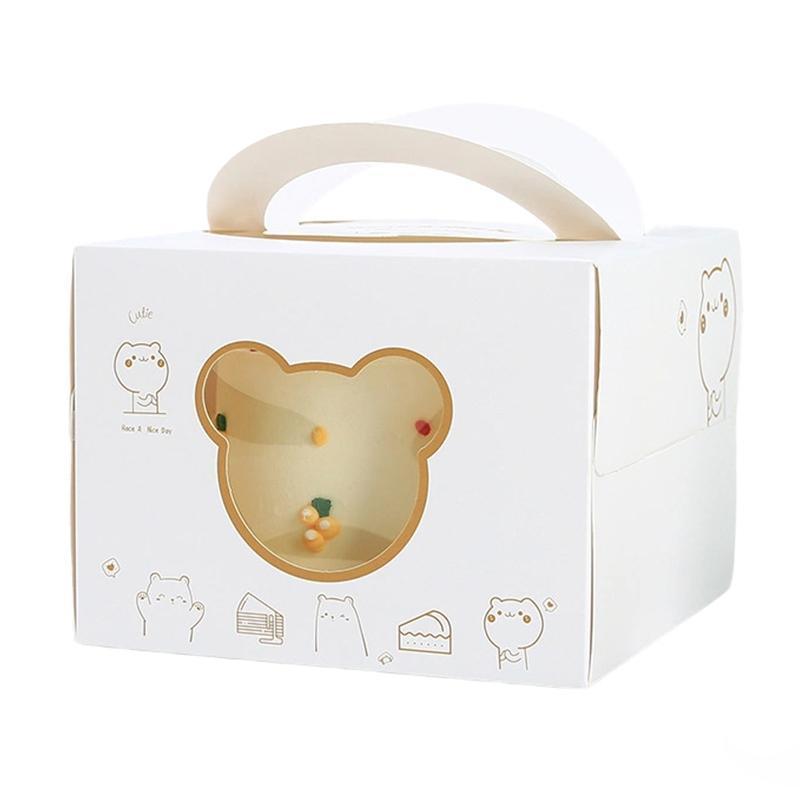 30PCS Bear Portable Cake Boxes Display Window Packing Case Party with Handle Birthday - 6 inch
