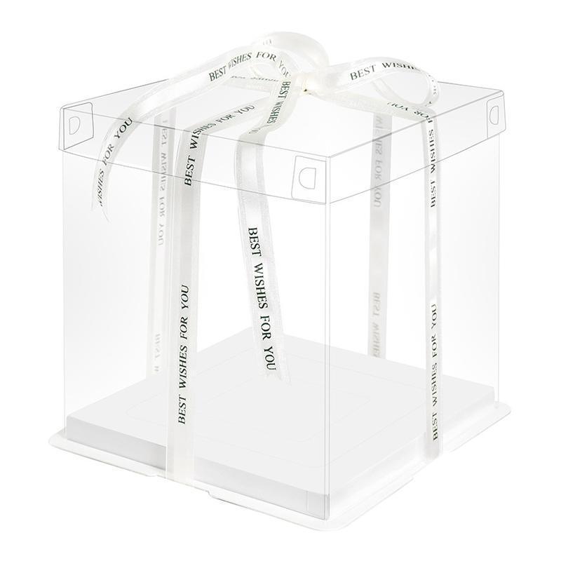 20 PCS Clear Treat Box Box Portable Cake Display Transparent Birthday Cake - 12 INCH(without ribbon)-Double