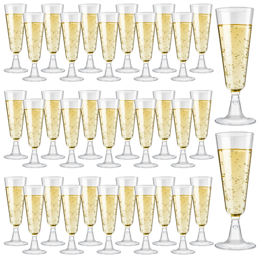 144x 210ml Premium Plastic Wine/Champagne Glasses Flutes Bulk - Clear