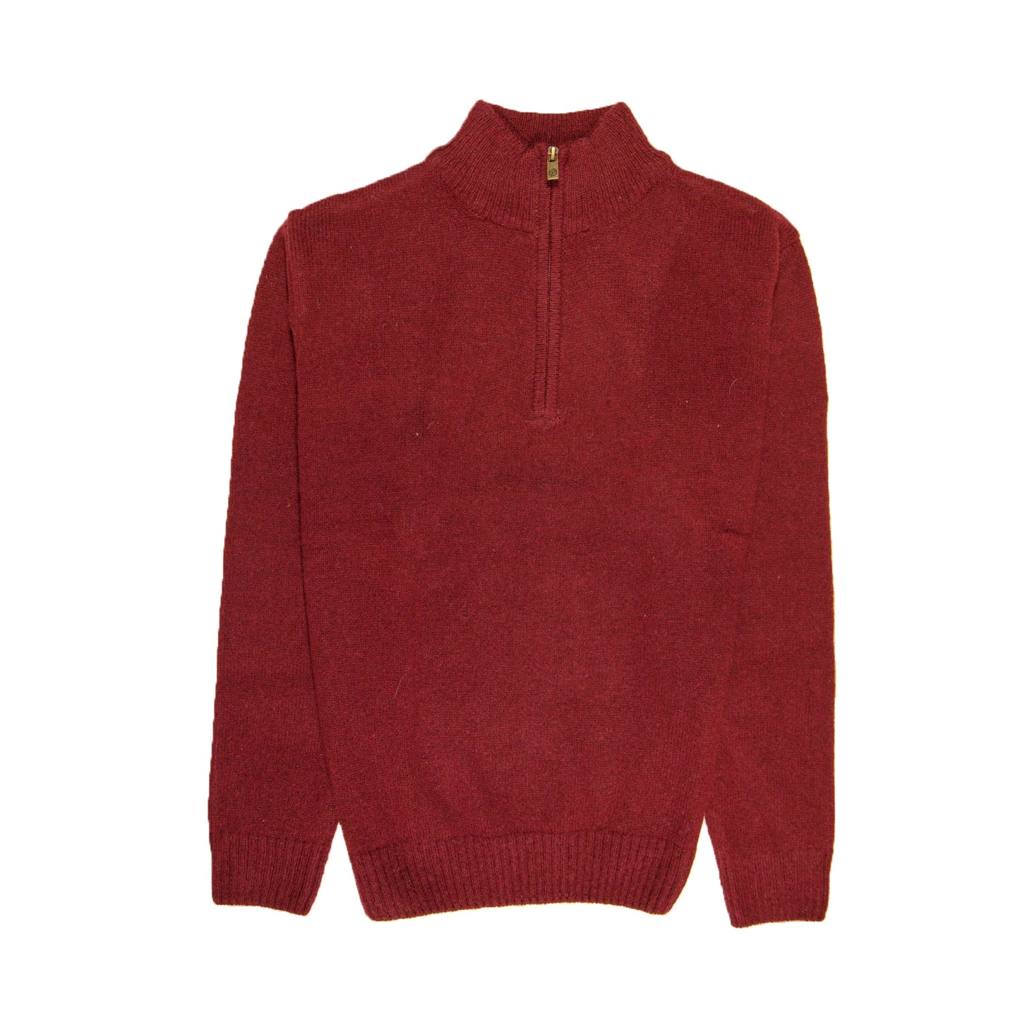 100% SHETLAND WOOL Half Zip Up Knit JUMPER Pullover Mens Sweater Knitted - Burgundy (97) - L