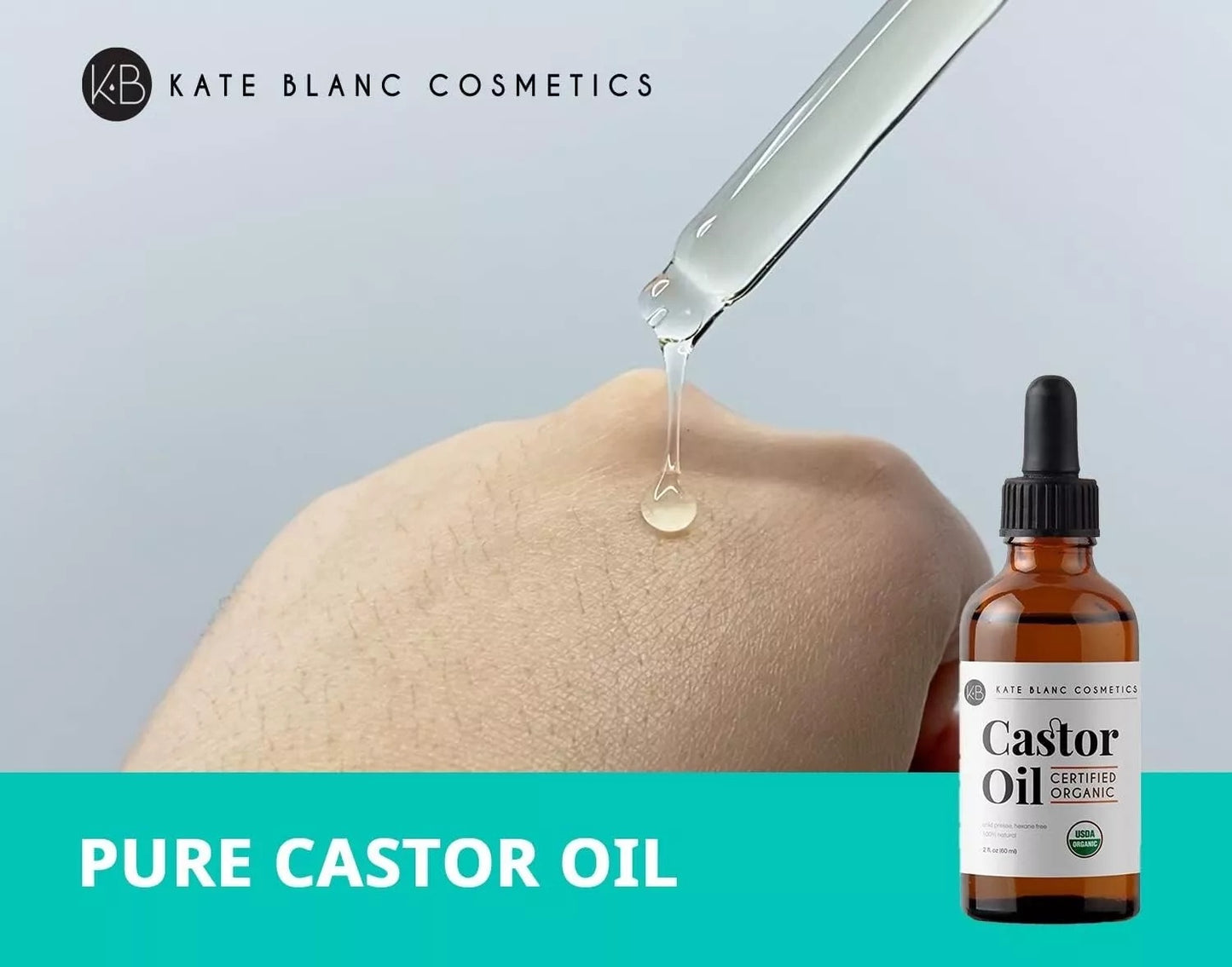 USDA Organic Castor Oil, Pure Cold Pressed, Hexane Free, from Kate Blanc