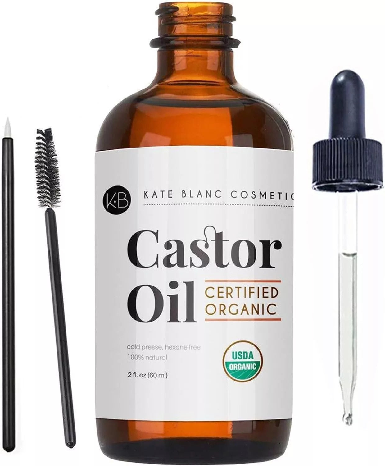 USDA Organic Castor Oil, Pure Cold Pressed, Hexane Free, from Kate Blanc