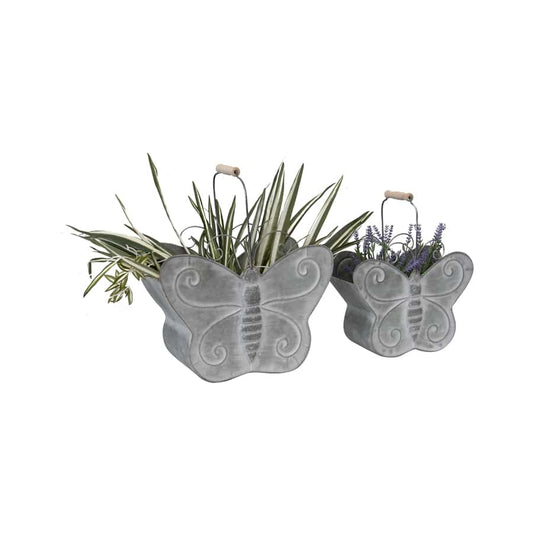 Set 2 Distressed Butterfly Planters 37cm