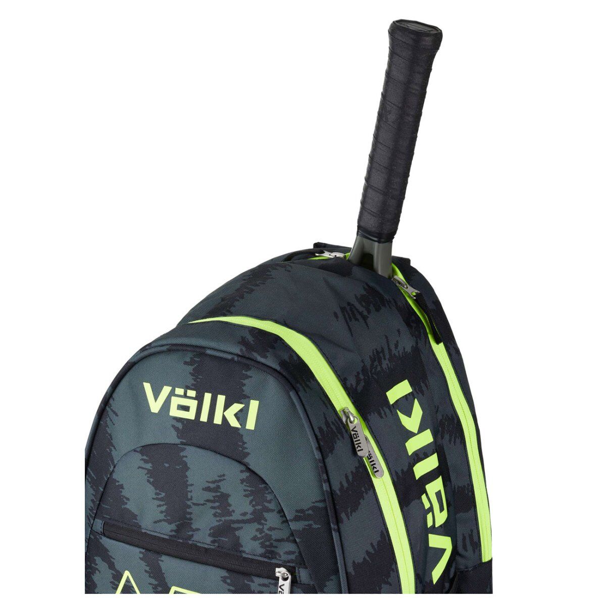 Volkl Zebra Team Backpack Bag w/ Tennis Racquet Sleeve in Black Neon Yellow