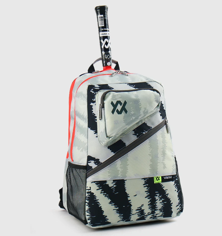 Volkl Zebra Backpack Bag w/ Tennis Racquet Sleeve in White Black