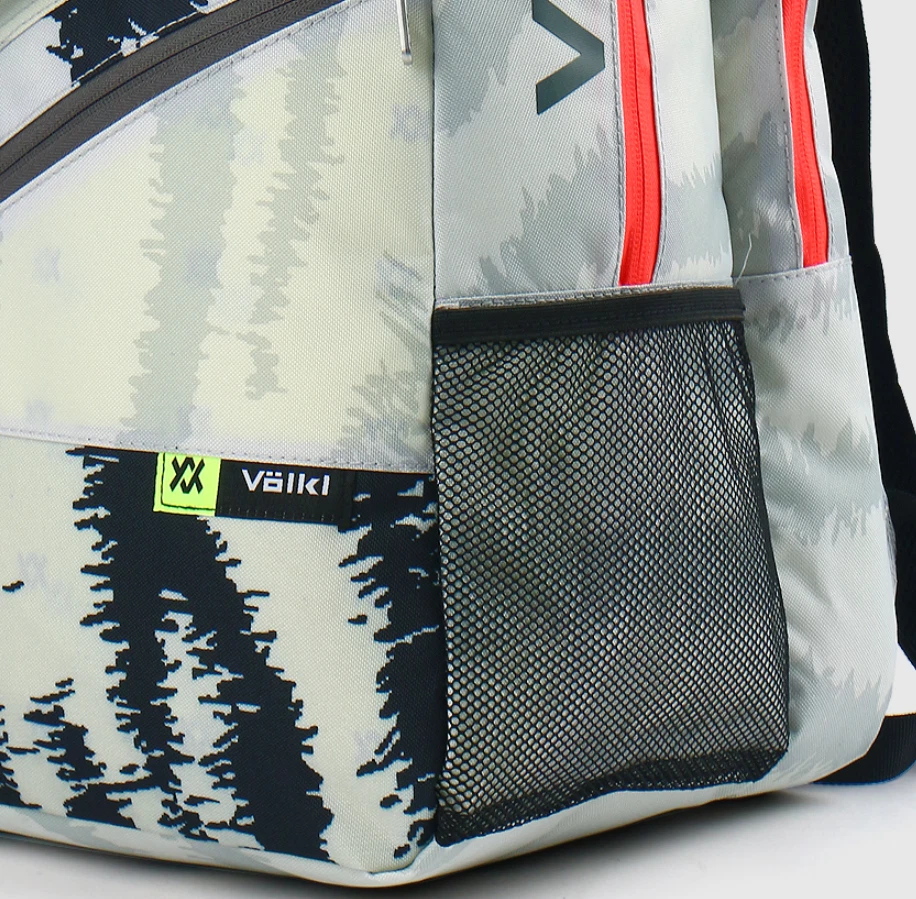 Volkl Zebra Backpack Bag w/ Tennis Racquet Sleeve in White Black