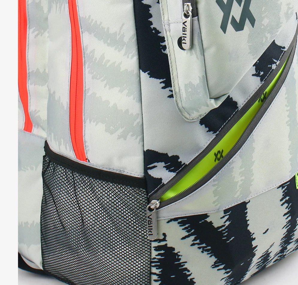 Volkl Zebra Backpack Bag w/ Tennis Racquet Sleeve in White Black