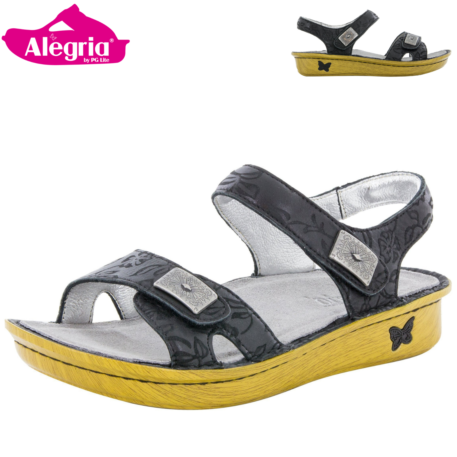 ALEGRIA Vienna Ankle Strap Sandals Shoes Womens - Morning Glory Black-1