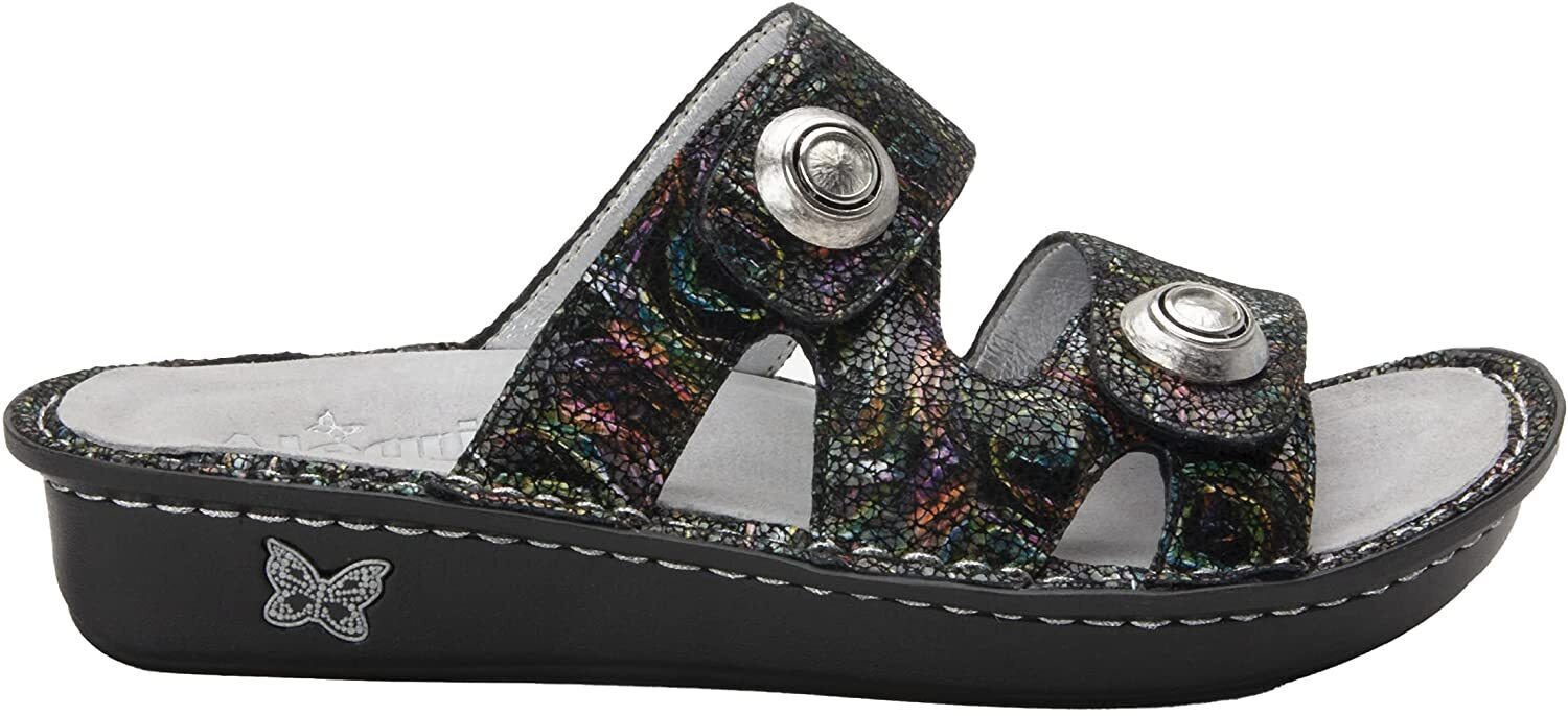 Alegria Womens Leather Violette Sandals Summer Slip On Slipper Flip Flops - Swirly Curly-4