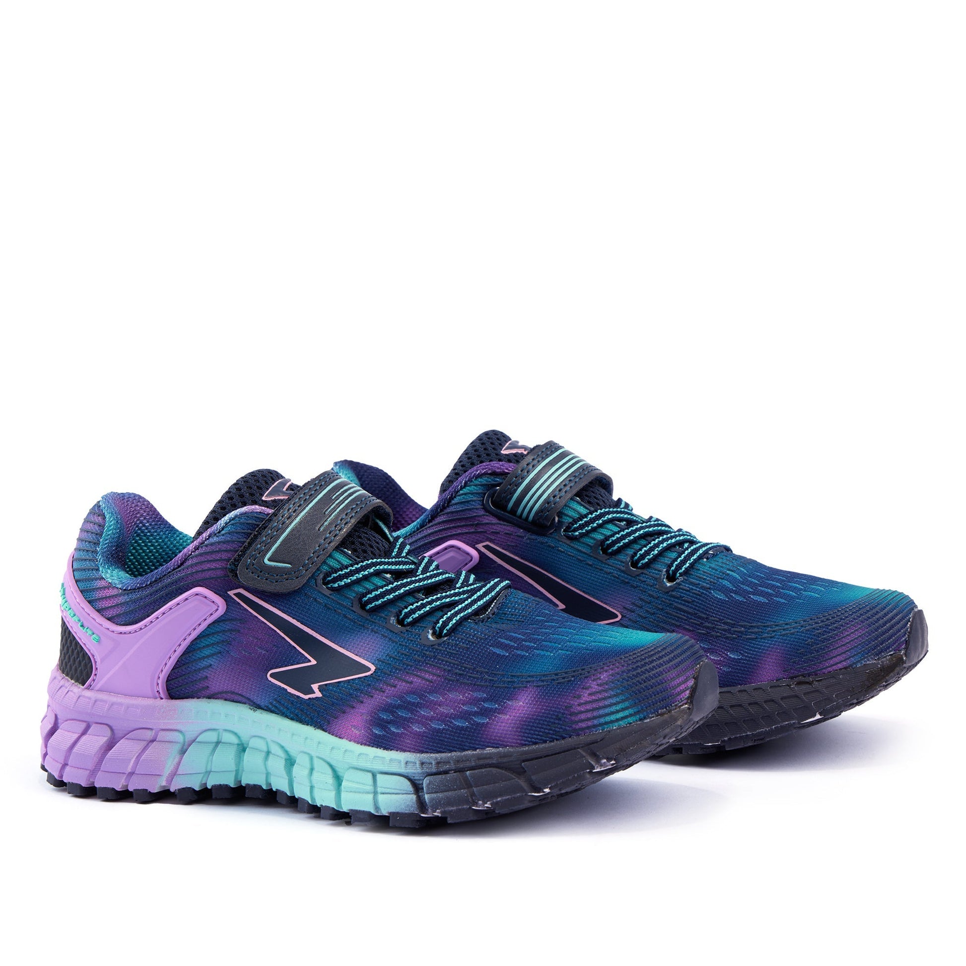 Vivid Multi Girls V Strap Runner - Navy/Violet/Mint-1