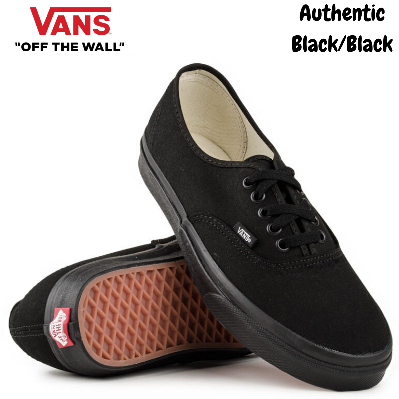 VANS Authentic Shoes Sneakers Classic Skateboard Sneakers Casual Skate Board - Black/Black-1