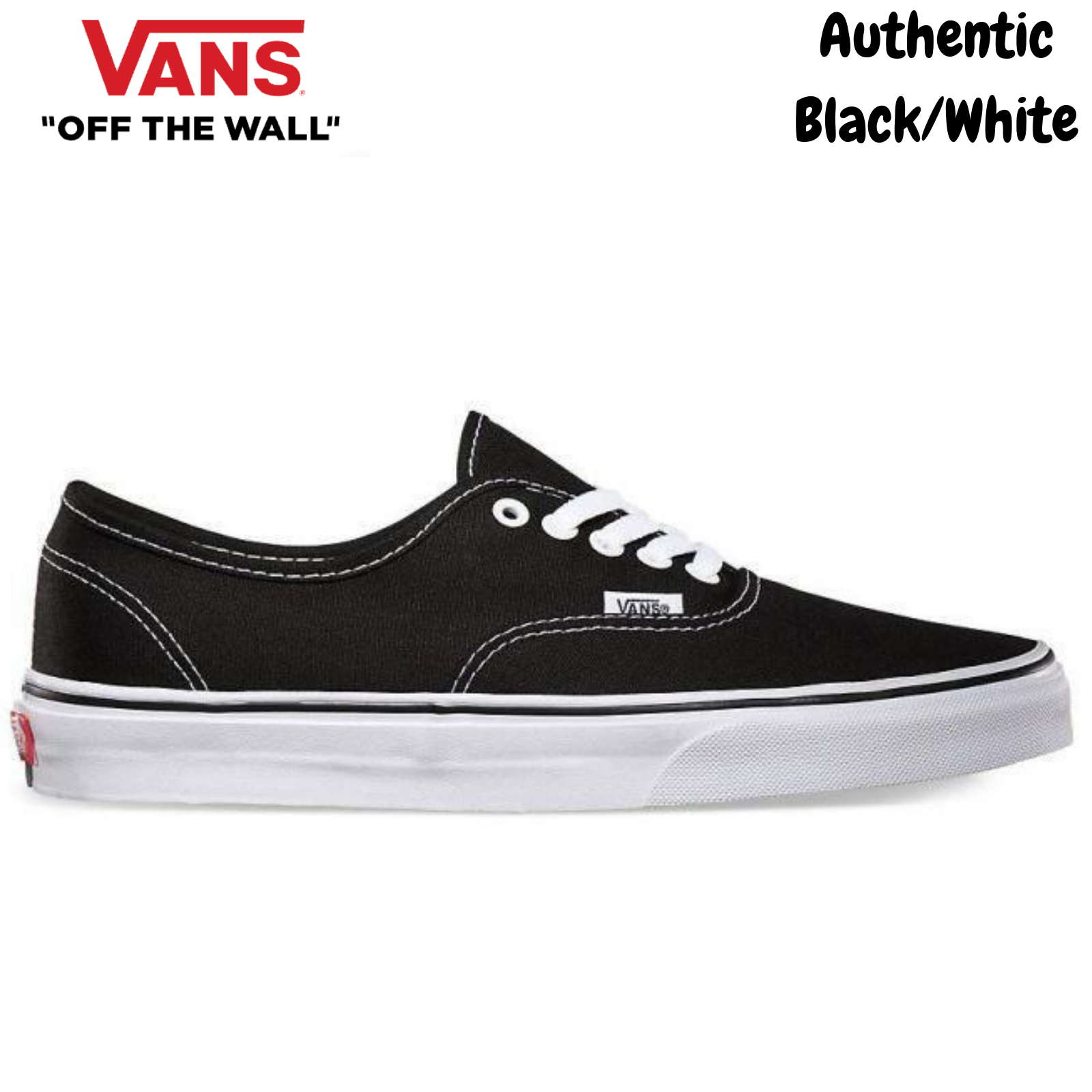 VANS Authentic Shoes Sneakers Classic Skateboard Sneakers Casual - Black/White-1