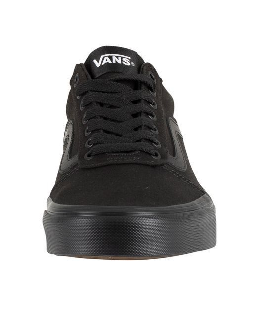 Vans Mens Ward Low Top Skater Sneakers - Black/Black-4