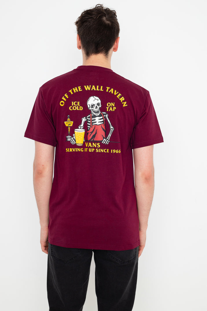 Vans Mens Off The Wall Tavern T-Shirt- Burgundy-3