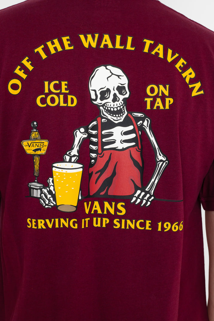 Vans Mens Off The Wall Tavern T-Shirt- Burgundy-2