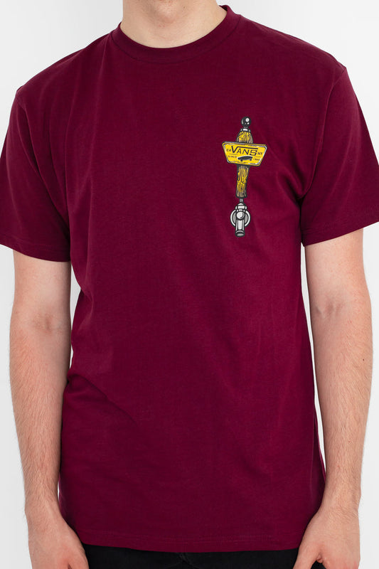 Vans Mens Off The Wall Tavern T-Shirt- Burgundy-0