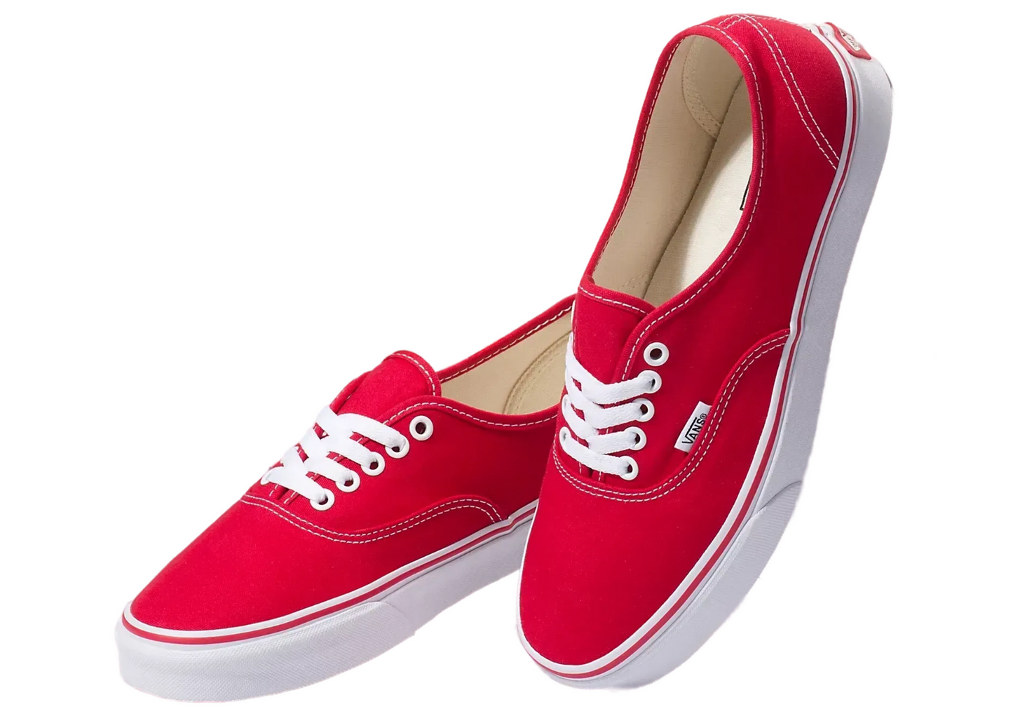 Vans Mens Authentic Canvas Shoes Classic Skateboard Sneakers Casual - Red-4
