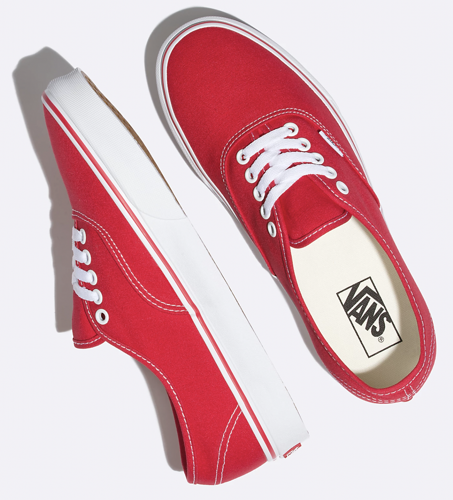 Vans Mens Authentic Canvas Shoes Classic Skateboard Sneakers Casual - Red-3
