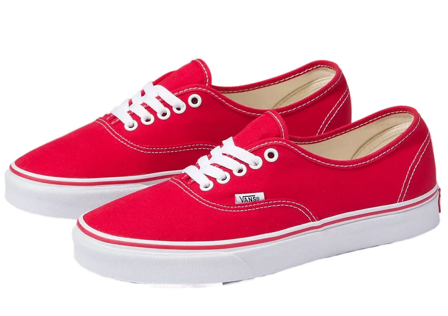 Vans Mens Authentic Canvas Shoes Classic Skateboard Sneakers Casual - Red-0