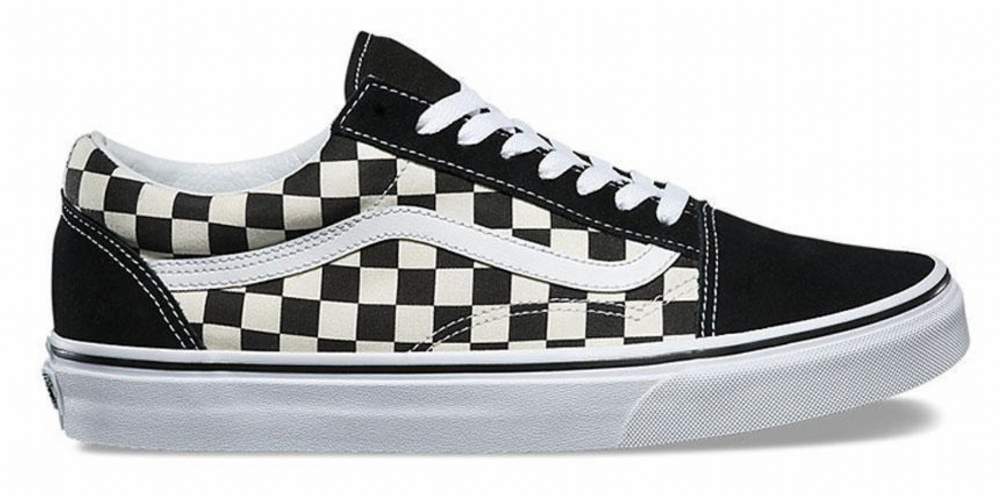 Vans Mens Old Skool Canvas Casual Sneakers Shoes - Primary Check Black/White-3