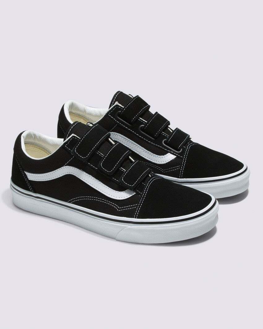 Vans Old Skool V Shoes Suede Canvas Sneakers - Black/White-1