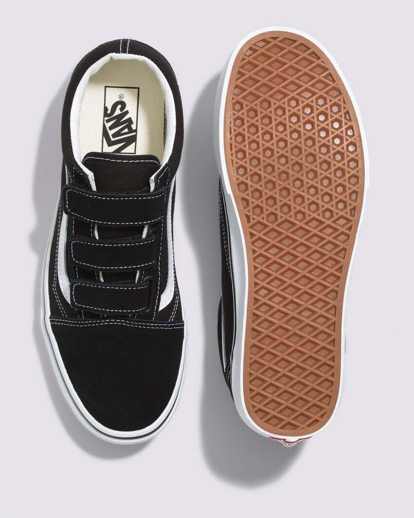 Vans Old Skool V Shoes Suede Canvas Sneakers - Black/White-4
