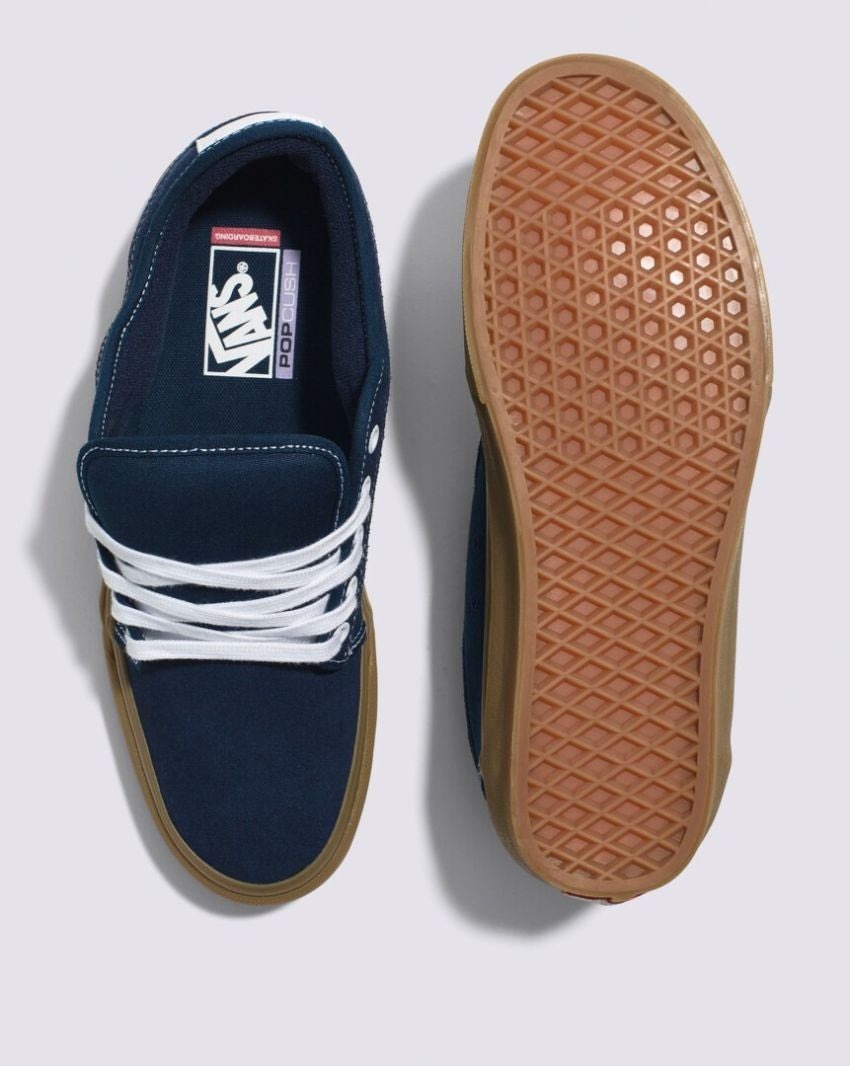 Vans Skate Chukka Low Lace Up Shoes in Dress Blues/Gum-4