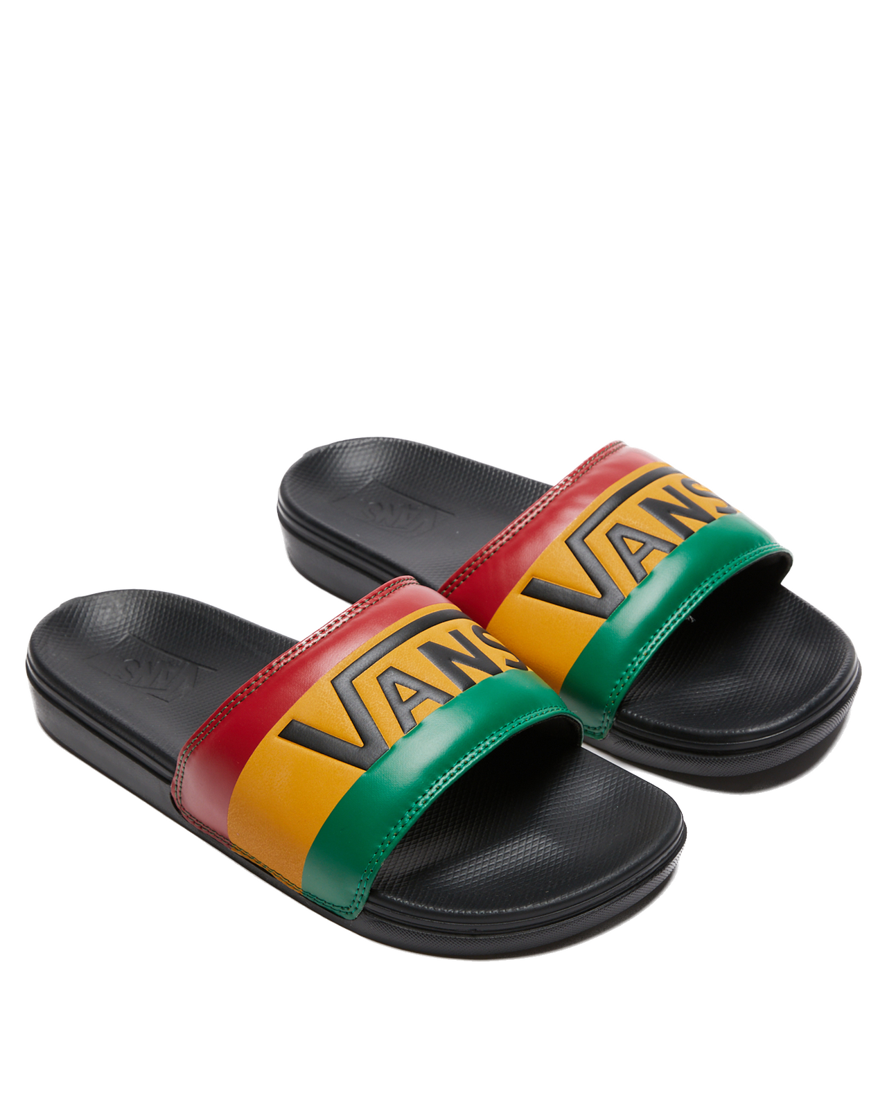 Vans La Costa Slide On Slides Flip Flops Bob Marley Reggae - Rasta Black-0