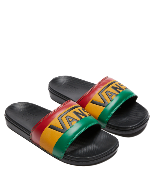Vans La Costa Slide On Slides Flip Flops Bob Marley Reggae - Rasta Black-0