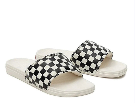 Vans La Costa Slide-On Chess Check Flip Flips Slip On - Black/Mars-0