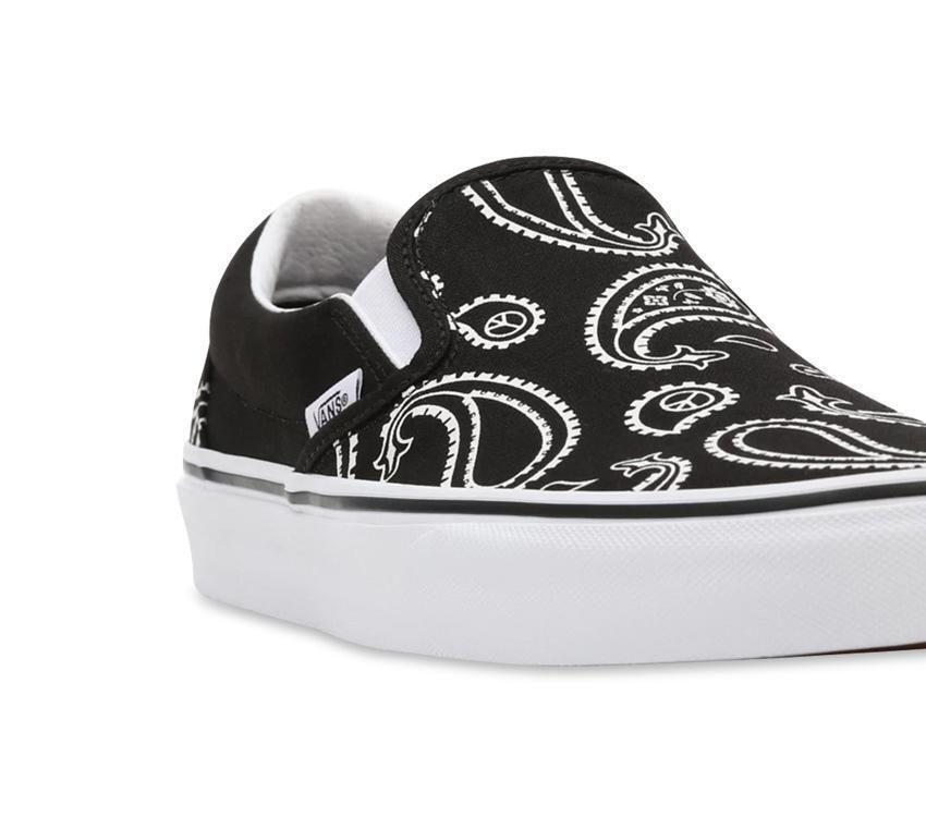 Vans Mens Classic Slip-On Shoes Sneaker Casual Peace Paisley - Black/True White-3