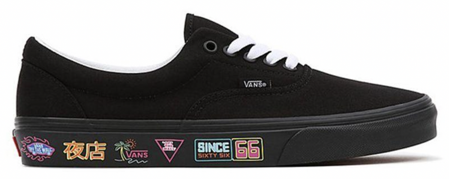 Vans Mens Era Market Canvas Casual Sneakers Shoes Skateboard - Black/Neon-4