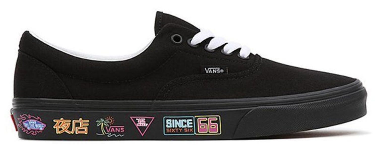 Vans Mens Era Market Canvas Casual Sneakers Shoes Skateboard - Black/Neon-4