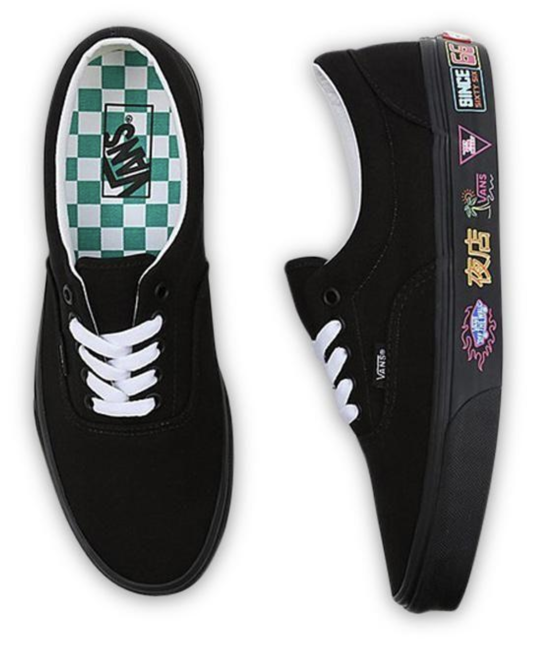 Vans Mens Era Market Canvas Casual Sneakers Shoes Skateboard - Black/Neon-3